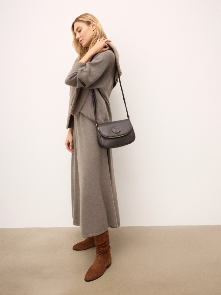 Stivali marroni con tomaia increspata ELAINA