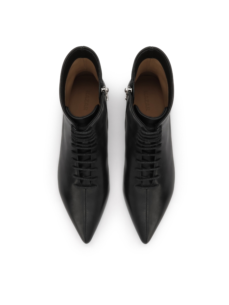 Stivali in pelle nera con chiusura a cerniera e punta impreziosita dal logo argentato KS AMIENS