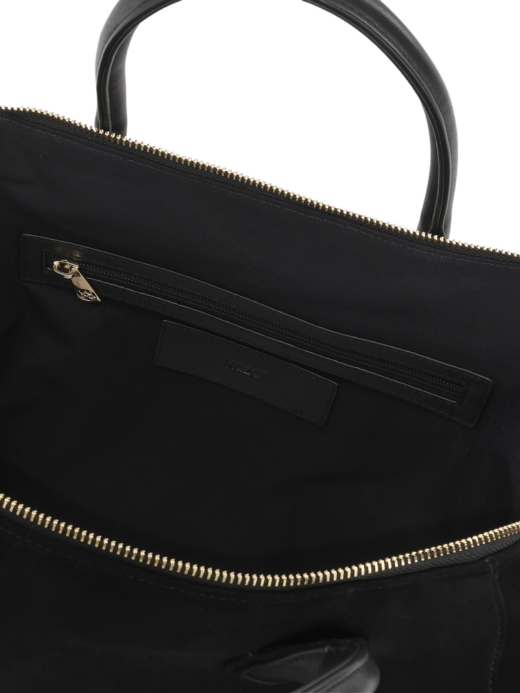 Borsa in pelle scamosciata nera con manici e tracolla AVIELLE