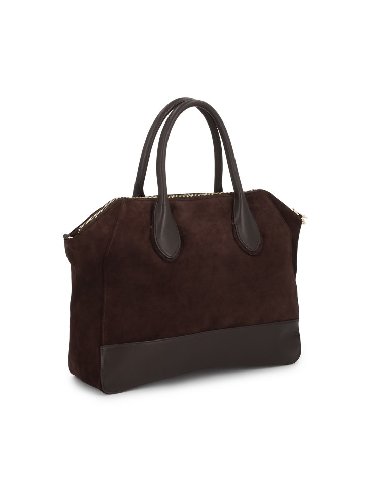 Tote in pelle scamosciata marrone dalla forma morbida AVIELLE