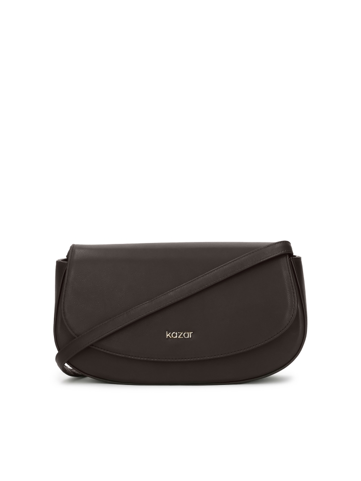 Borsa rigida marrone con tracolla NALYA