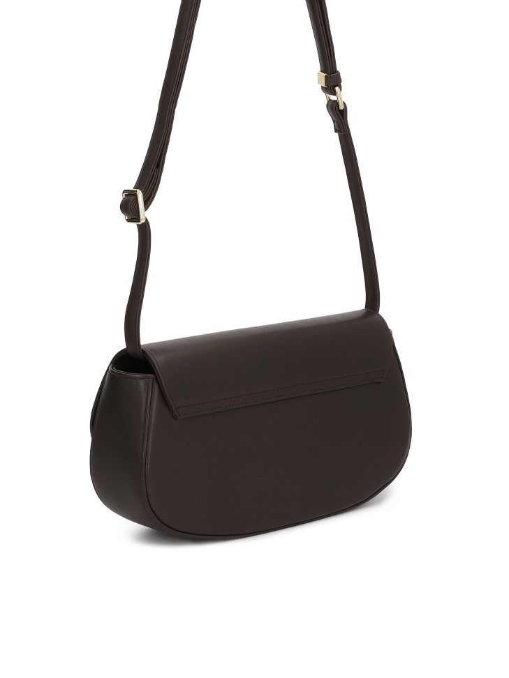 Borsa rigida marrone con tracolla NALYA