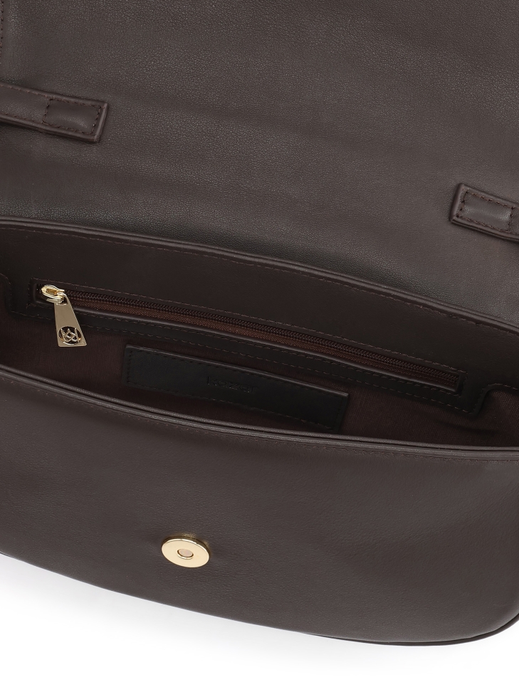 Borsa rigida marrone con tracolla NALYA