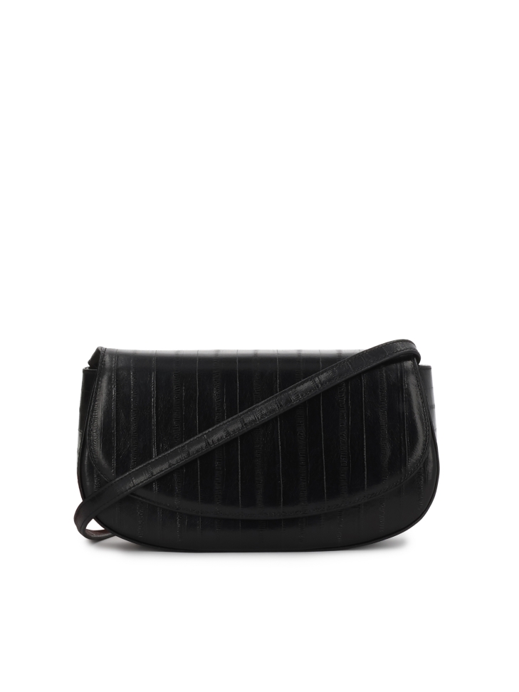 Borsa rigida nera con motivo unico NALYA