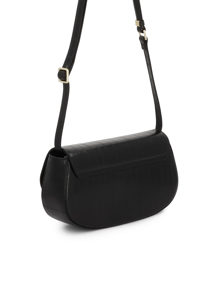 Borsa rigida nera con motivo unico NALYA