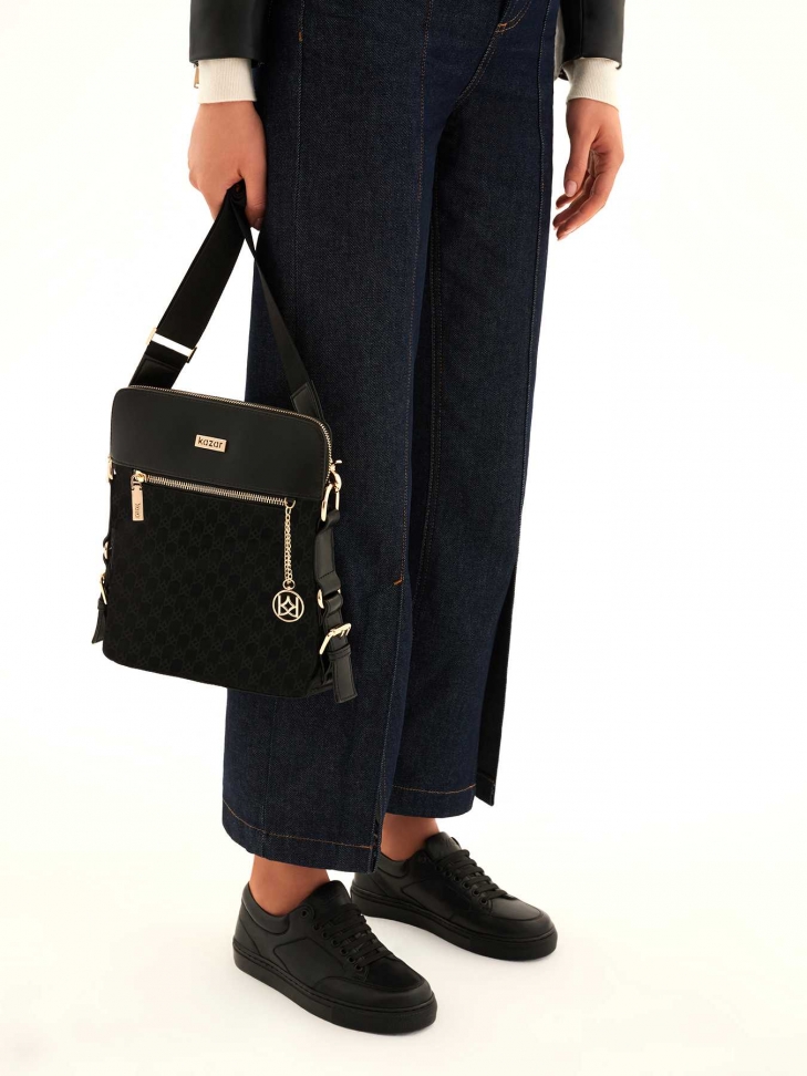 Borsa messenger nera da donna LORA